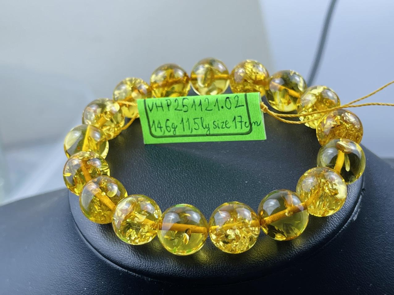 Vòng tay hổ phách VHP251121-02 14,6g 11,5 ly size 17 cm