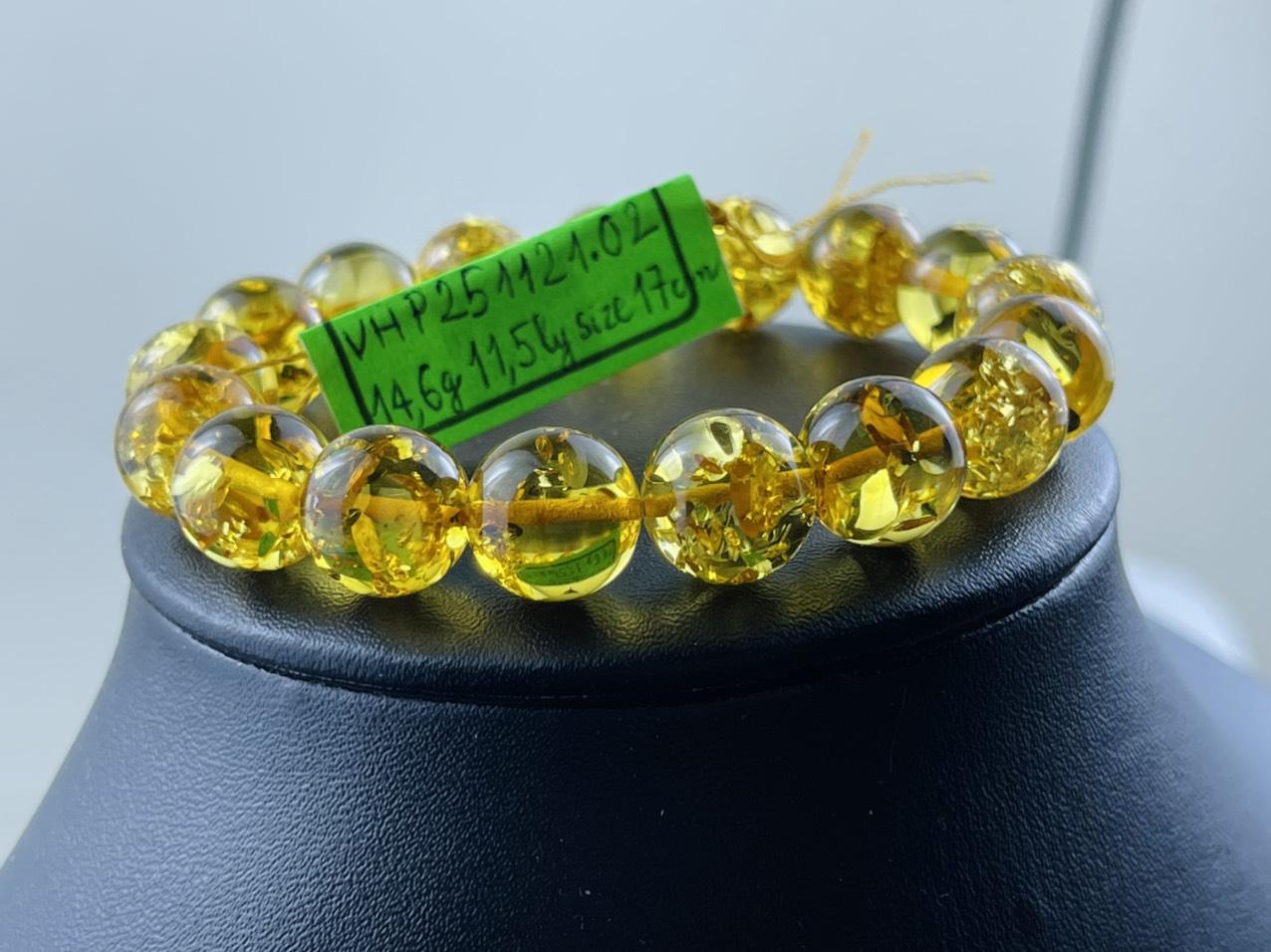 Vòng tay hổ phách VHP251121-02 14,6g 11,5 ly size 17 cm