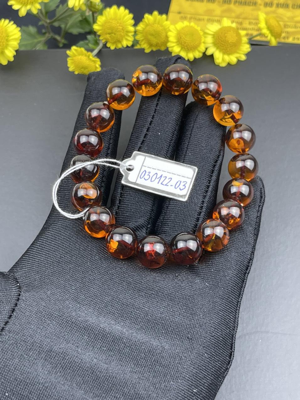 Vòng Hổ Phách Nga tự nhiên VHP030122-03 13,5g 11 ly size 16,3 cm