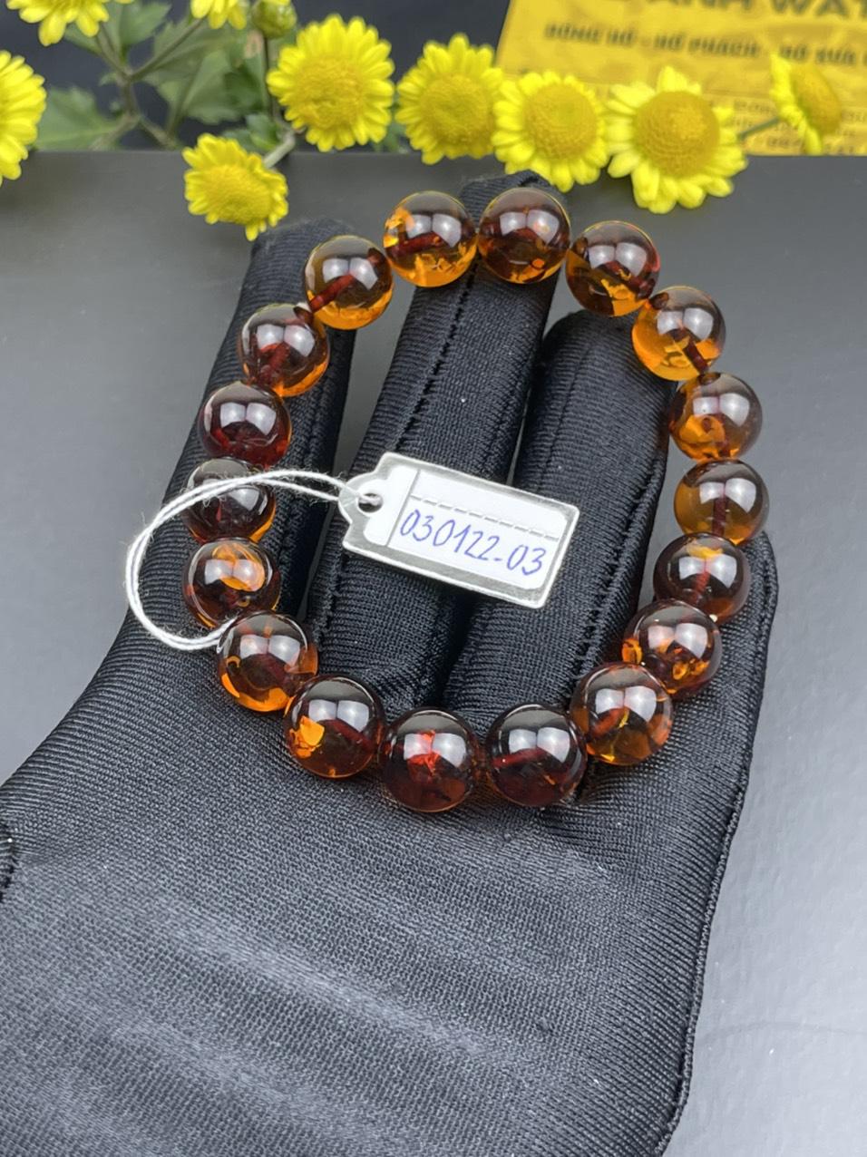 Vòng Hổ Phách Nga tự nhiên VHP030122-03 13,5g 11 ly size 16,3 cm