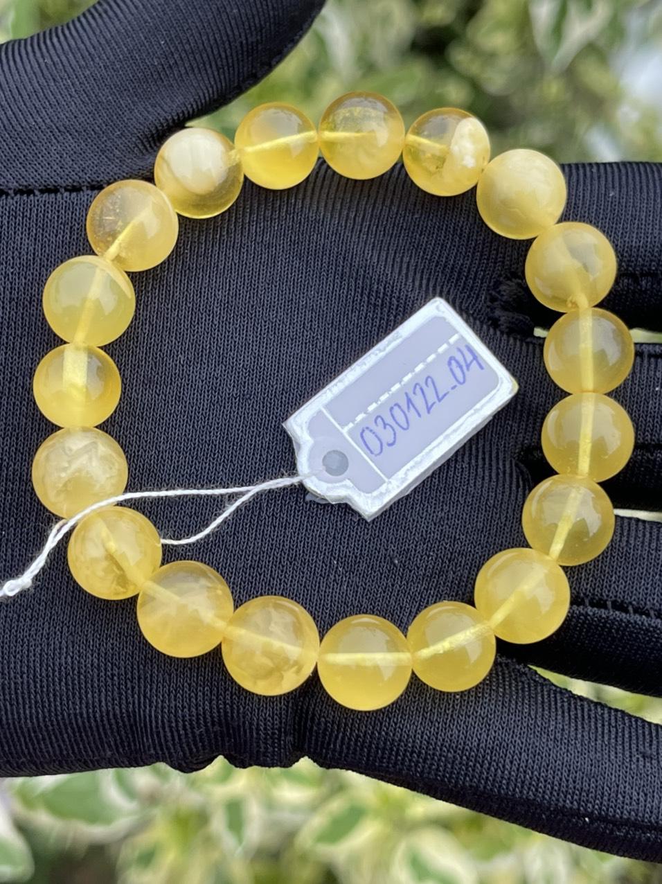 Vòng hổ phách Nga vàng bơ VHP030122-04 10g 10 ly size 15,4 cm