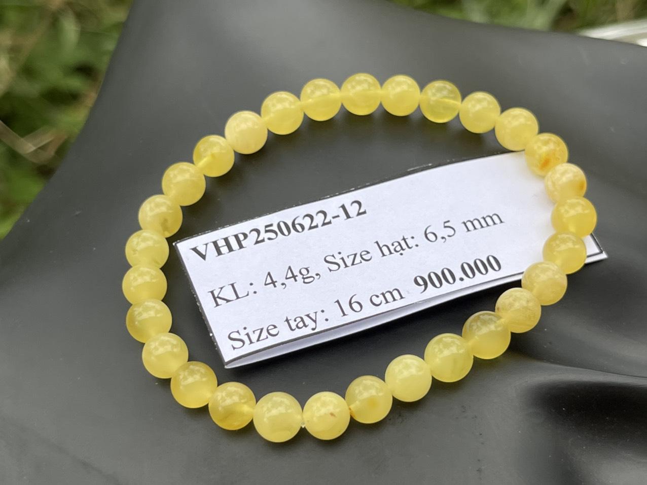Vòng hổ phách tự nhiên màu vàng bơ VHP250622-12