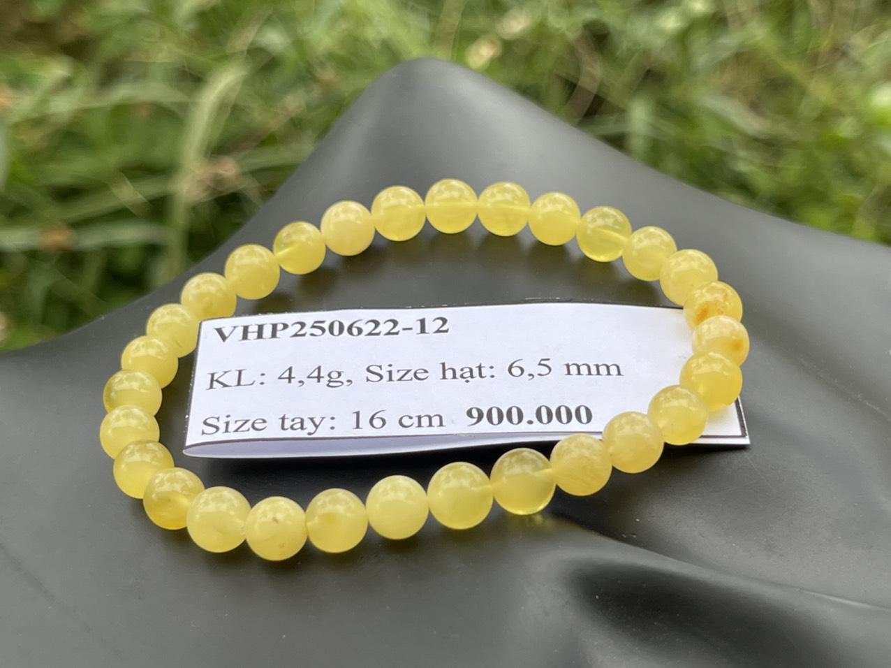 Vòng hổ phách tự nhiên màu vàng bơ VHP250622-12