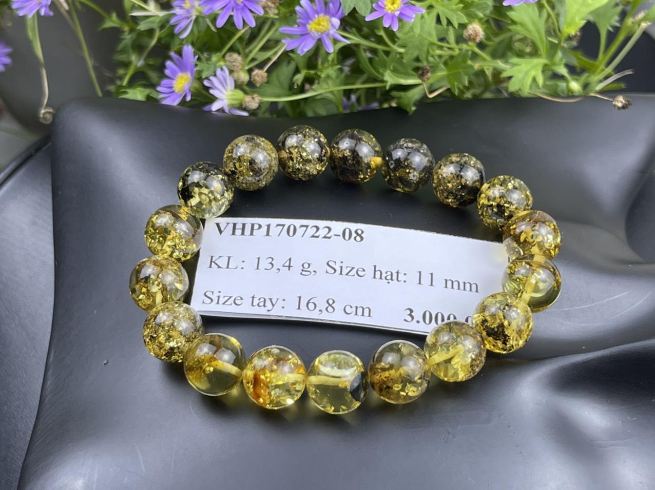 Vòng đeo tay hổ phách màu rêu VHP170722-08