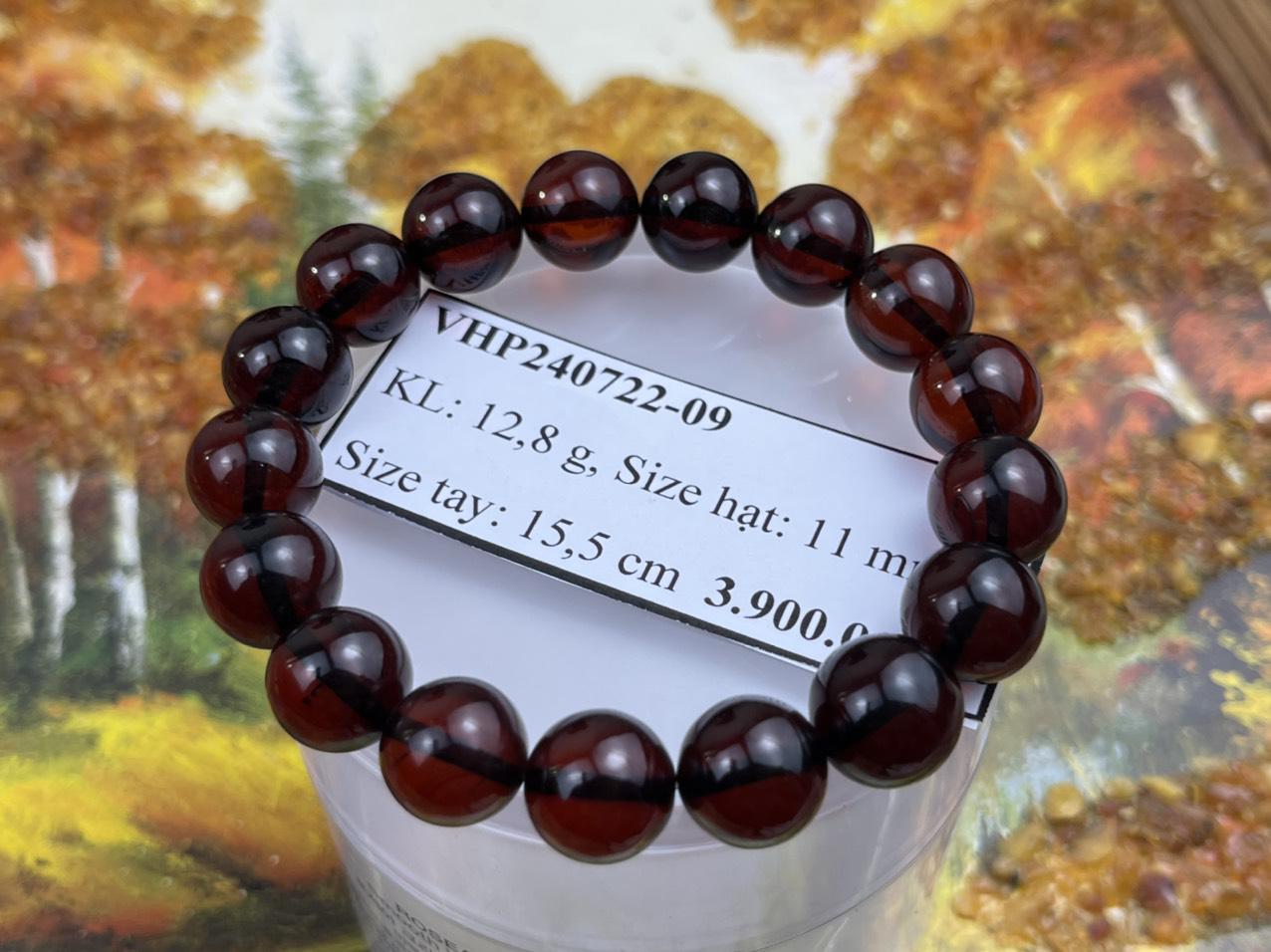 Vòng tay hổ phách huyết đỏ đẹp VHP240722-09