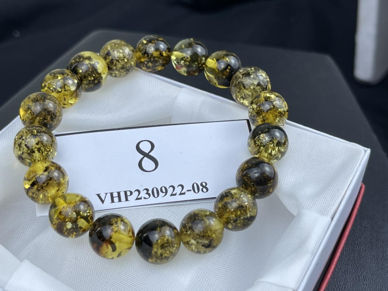 Vòng hổ phách đeo tay màu rêu đất VHP230922-08