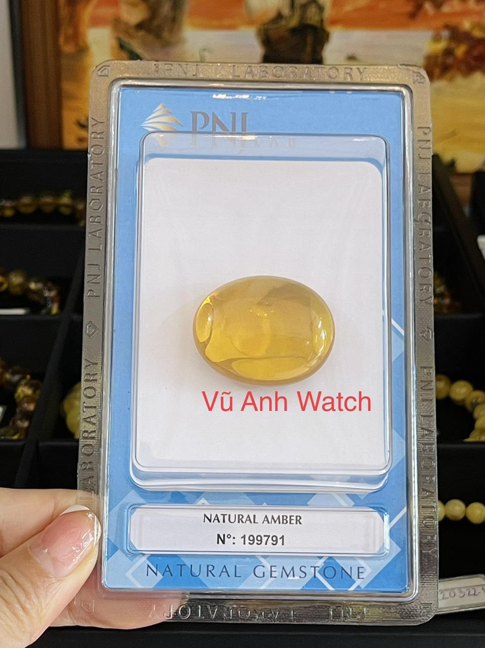 Đá hổ phách tự nhiên nguyên khối có kiểm định PNJ Natural Amber 199791