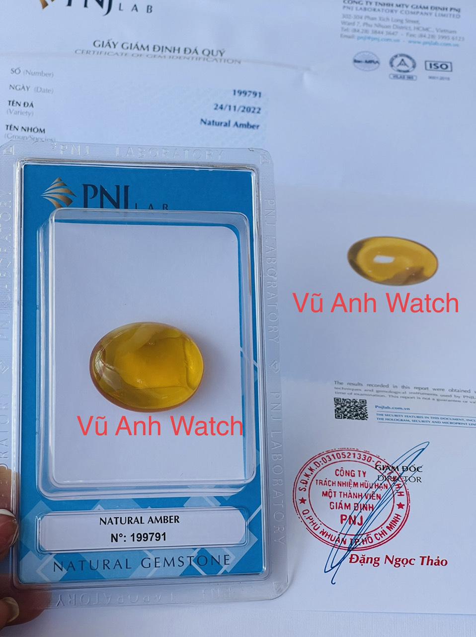 Đá hổ phách tự nhiên nguyên khối có kiểm định PNJ Natural Amber 199791
