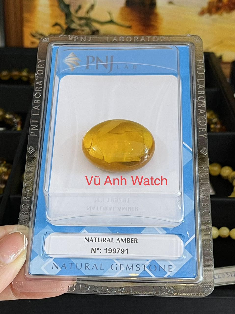 Đá hổ phách tự nhiên nguyên khối có kiểm định PNJ Natural Amber 199791