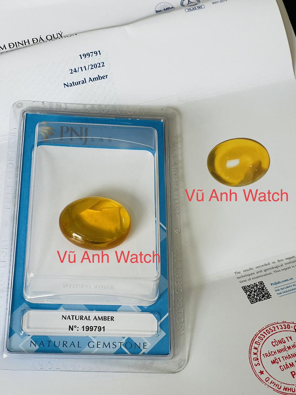 Đá hổ phách tự nhiên nguyên khối có kiểm định PNJ Natural Amber 199791
