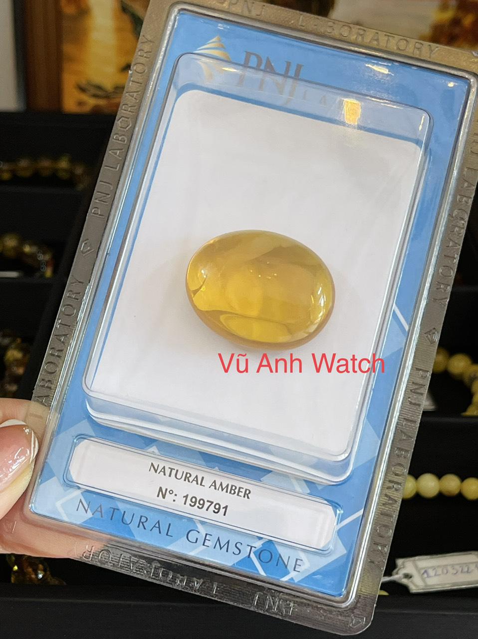 Đá hổ phách tự nhiên nguyên khối có kiểm định PNJ Natural Amber 199791