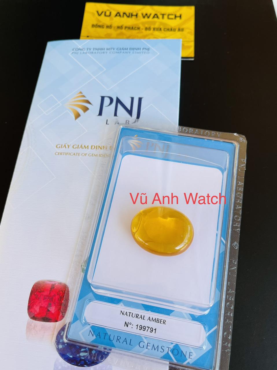 Đá hổ phách tự nhiên nguyên khối có kiểm định PNJ Natural Amber 199791