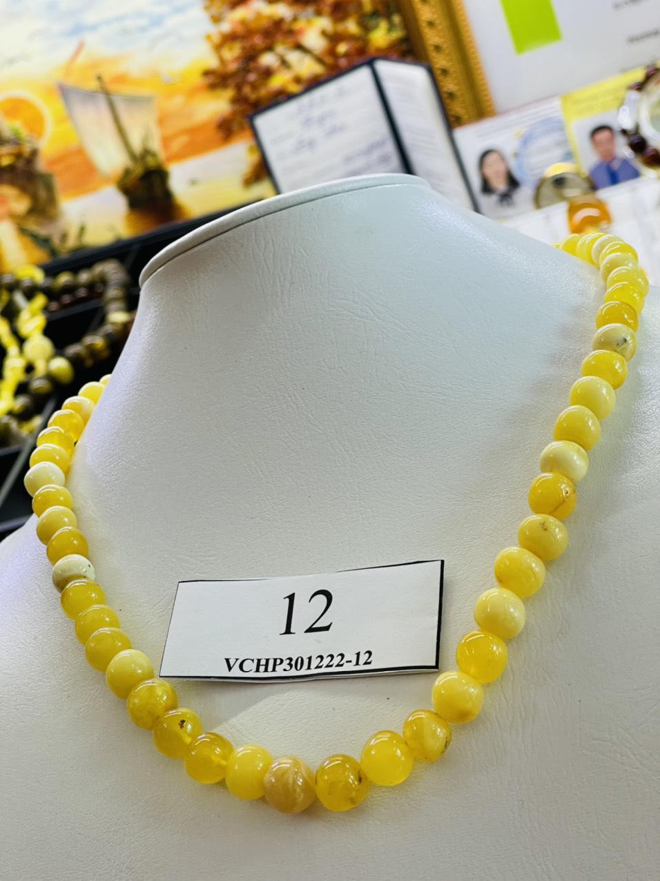 Vòng cổ hổ phách vàng bơ mix vàng sữa VCHP301222-12