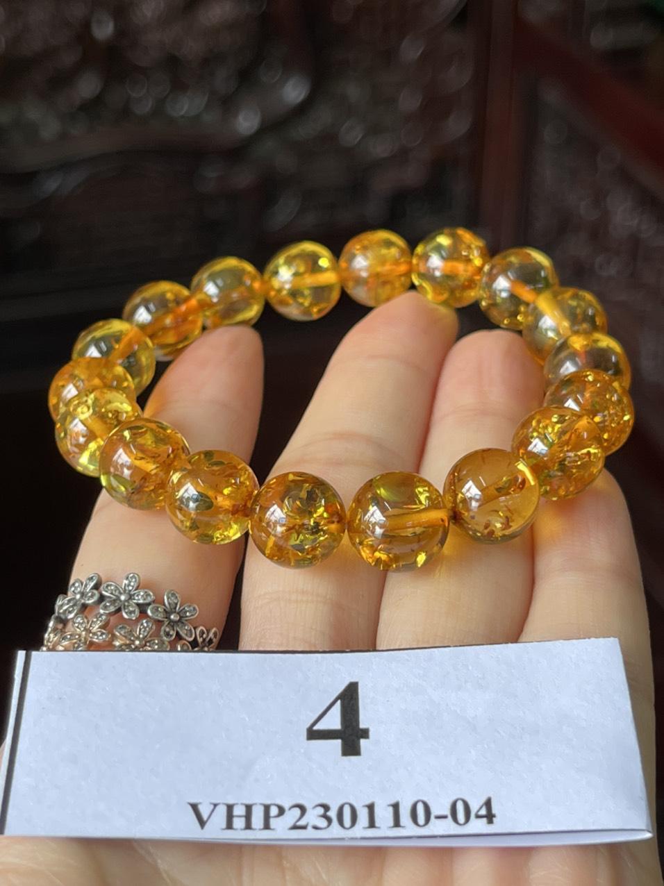 Vòng tay Hổ Phách Nga vàng cam VHP230110-04