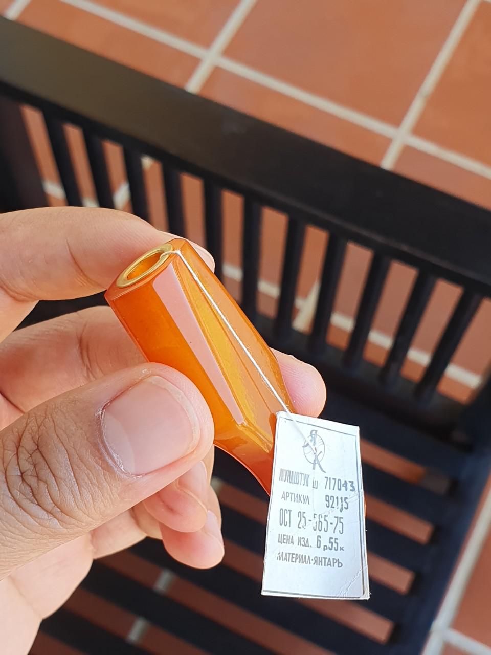 Tẩu Thuốc Hổ Phách Thời Liên Xô – Độc Bản Sưu Tầm Mới Nguyên, Mạ Vàng, Trọng Lượng 12,1g