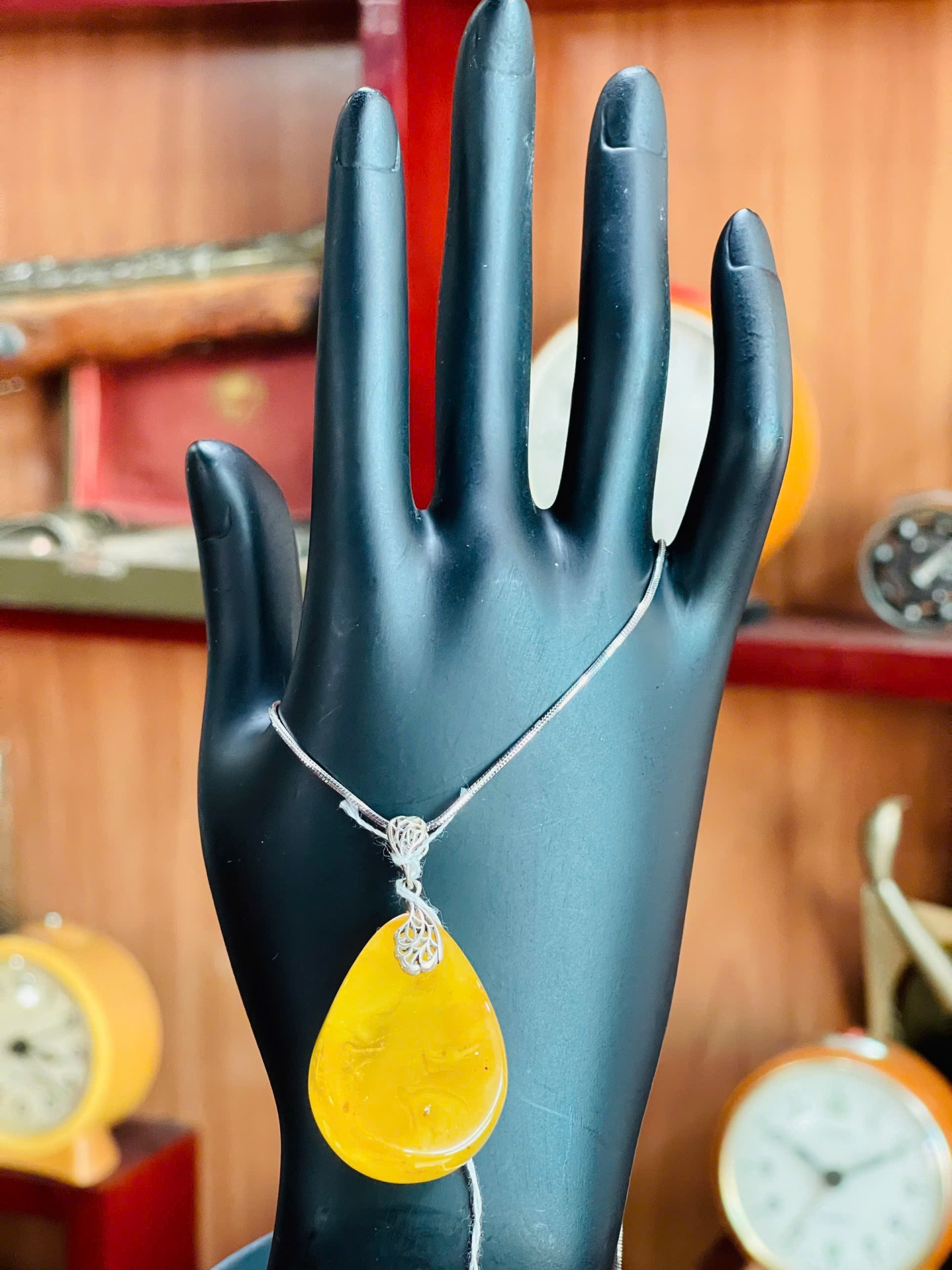 Mặt Hổ Phách vàng bơ siêu đẹp 120322-01 8,8g; 33x23x17