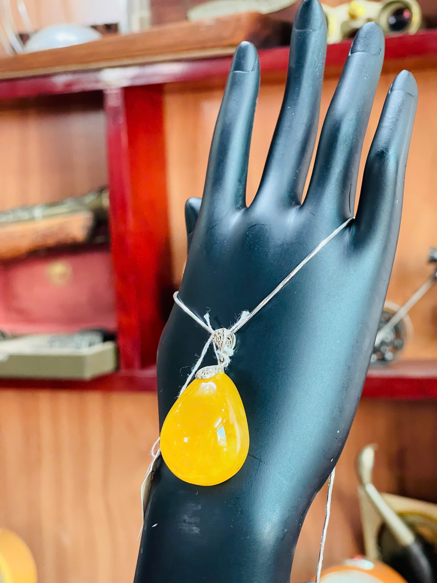 Mặt Hổ Phách vàng bơ siêu đẹp 120322-01 8,8g; 33x23x17