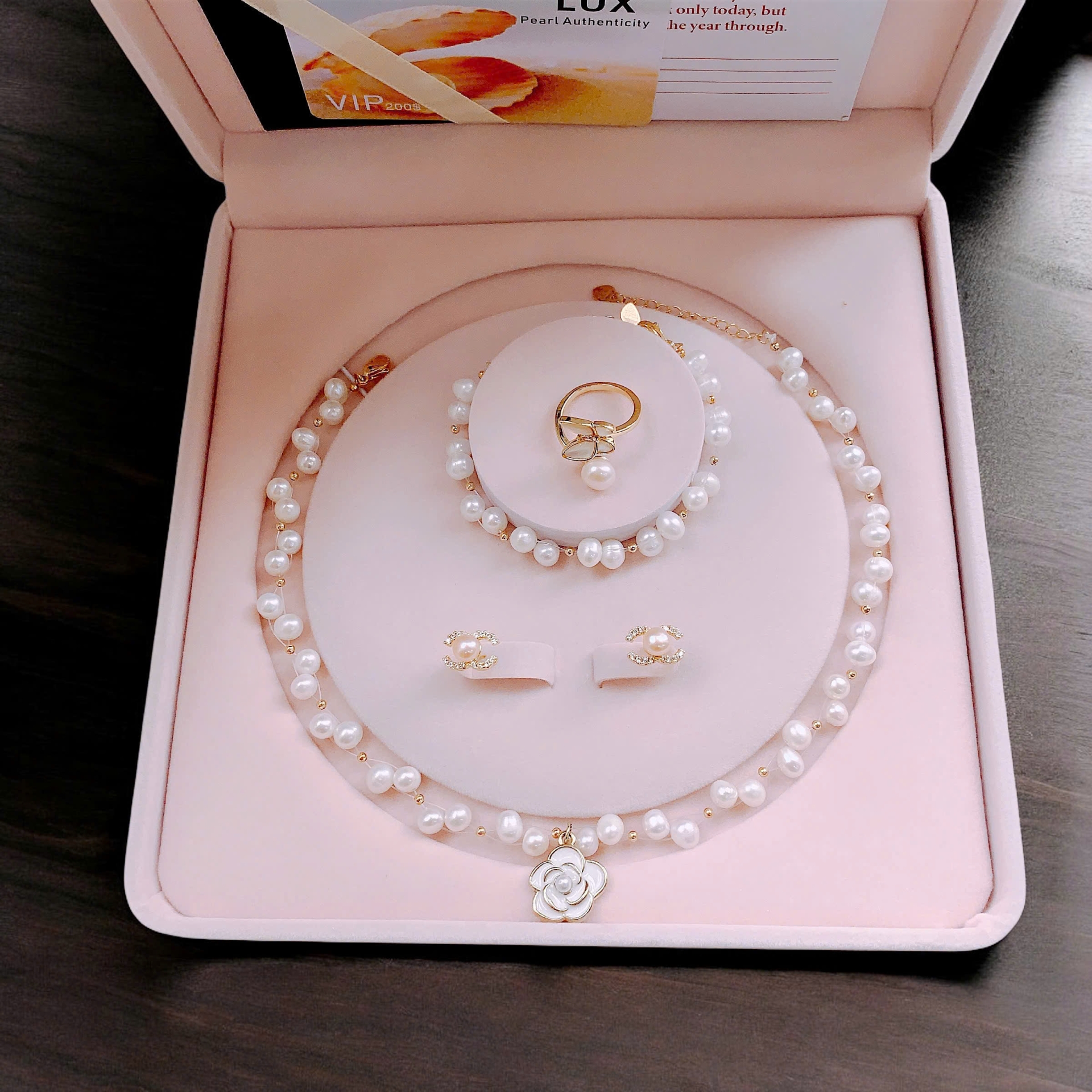 Bộ Trang Sức Ngọc Trai Sang Trọng tự nàng thơ 