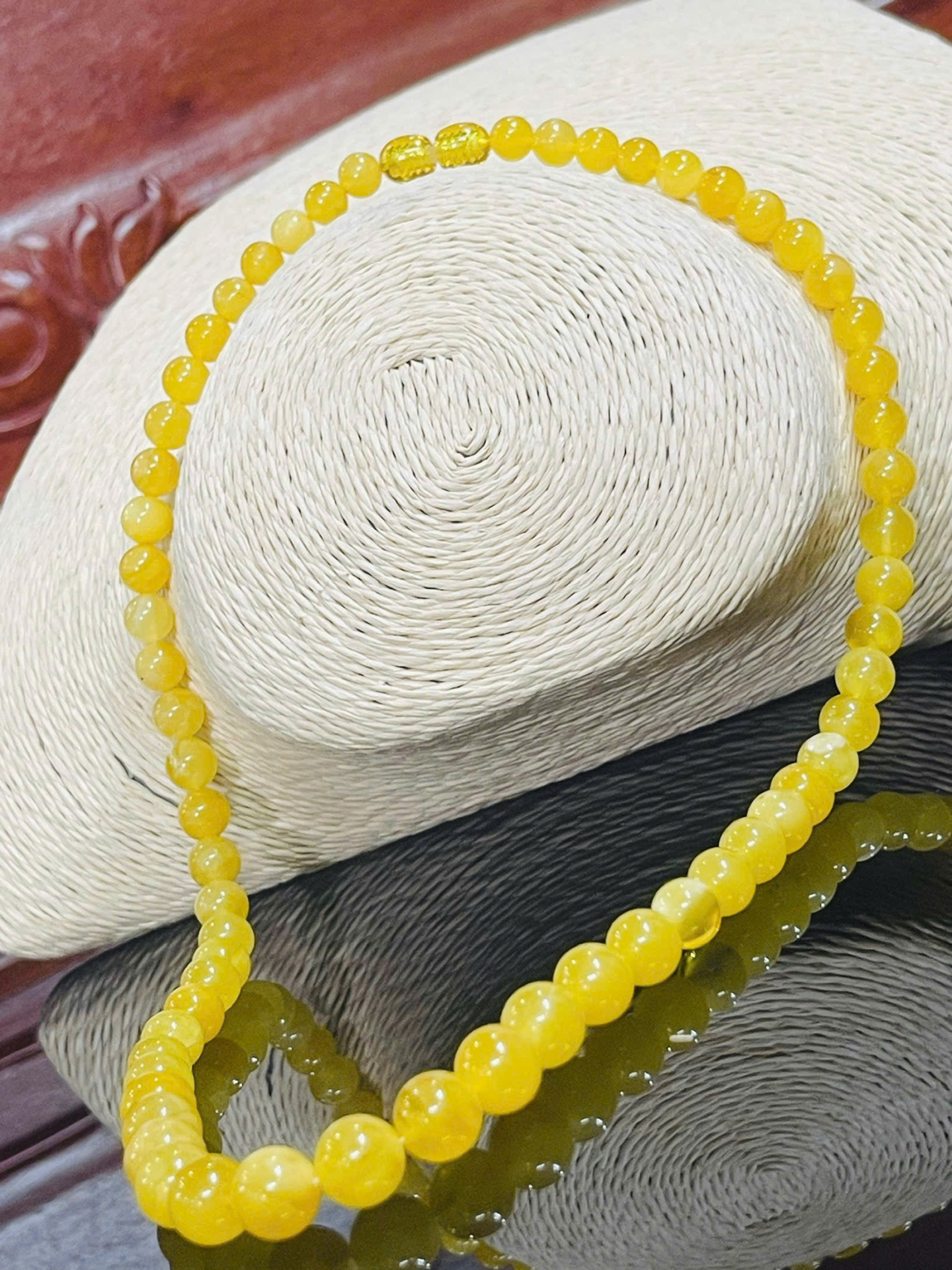 Vòng Hổ Phách Đeo Cổ Hoàng Gia Vàng Bơ Nga Baltic – Trang Sức Quý Phái, Sang Trọng 200825-01