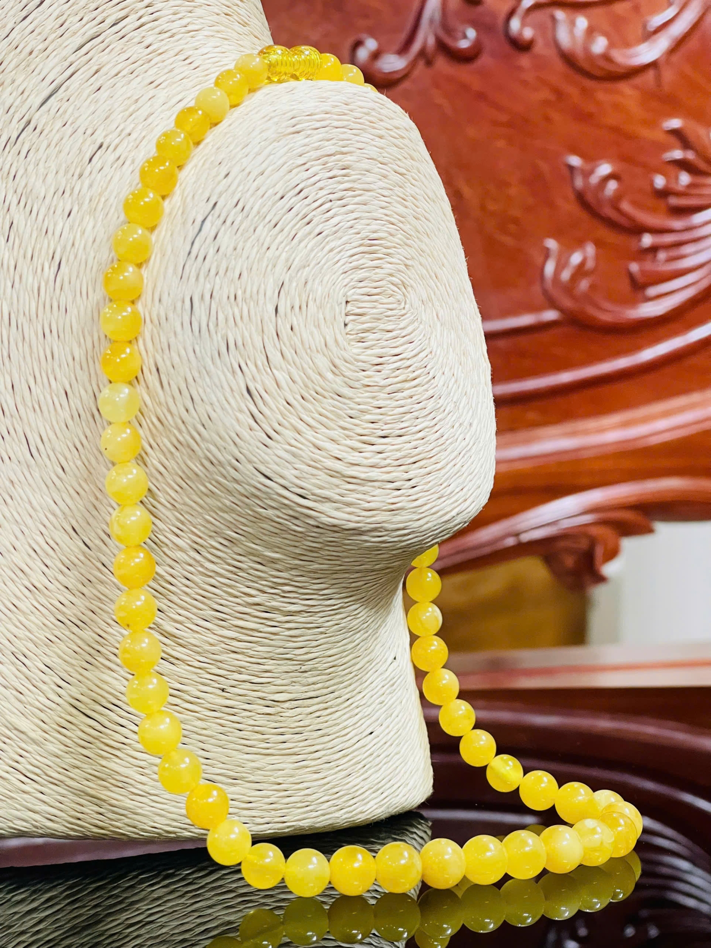 Vòng Hổ Phách Đeo Cổ Hoàng Gia Vàng Bơ Nga Baltic – Trang Sức Quý Phái, Sang Trọng 200825-01