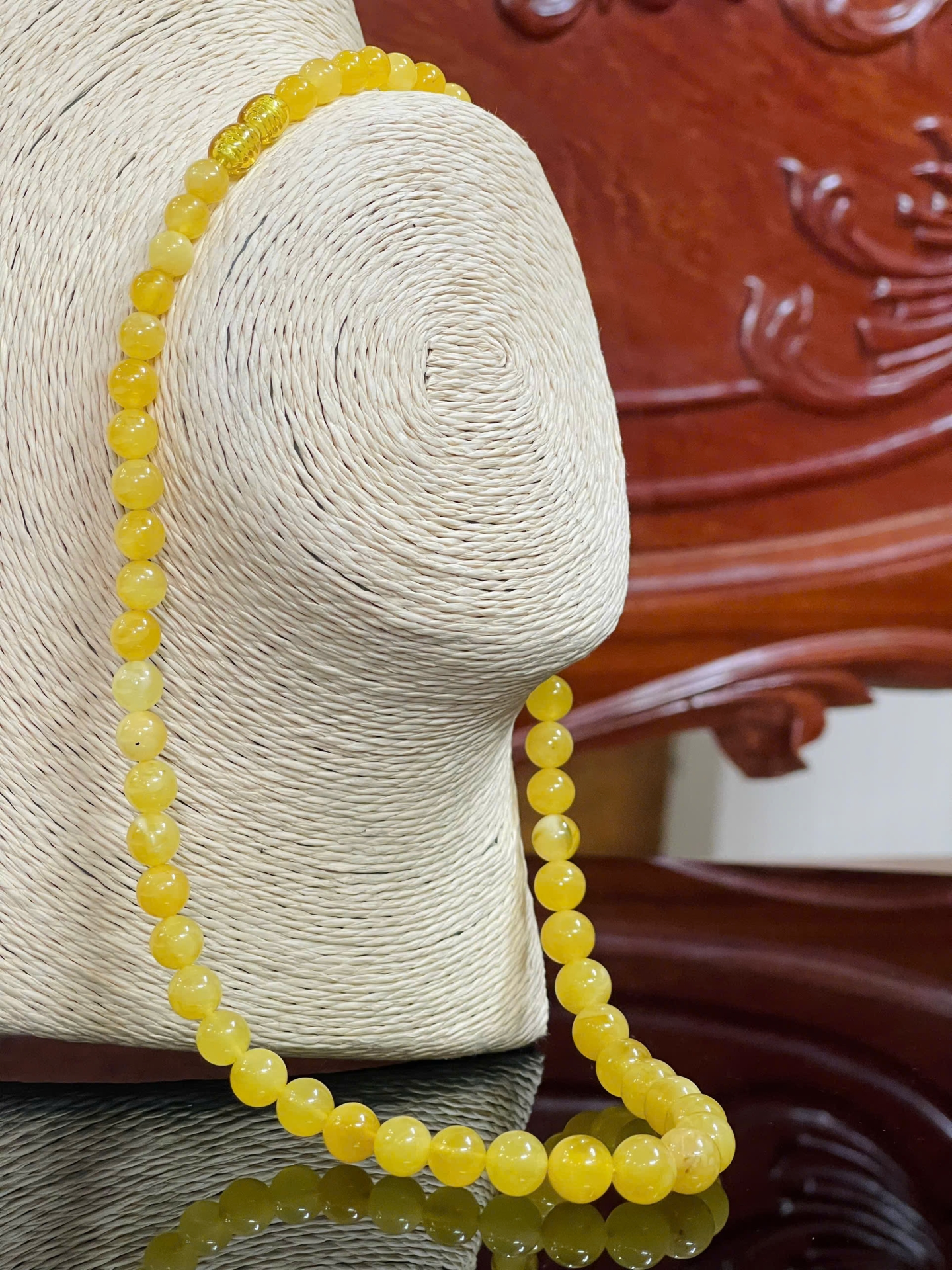 Vòng Hổ Phách Đeo Cổ Hoàng Gia Vàng Bơ Nga Baltic – Trang Sức Quý Phái, Sang Trọng 200825-01