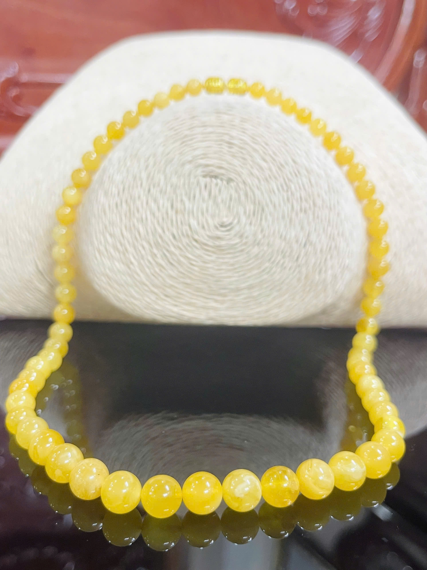 Vòng Hổ Phách Đeo Cổ Hoàng Gia Vàng Bơ Nga Baltic – Trang Sức Quý Phái, Sang Trọng 200825-01