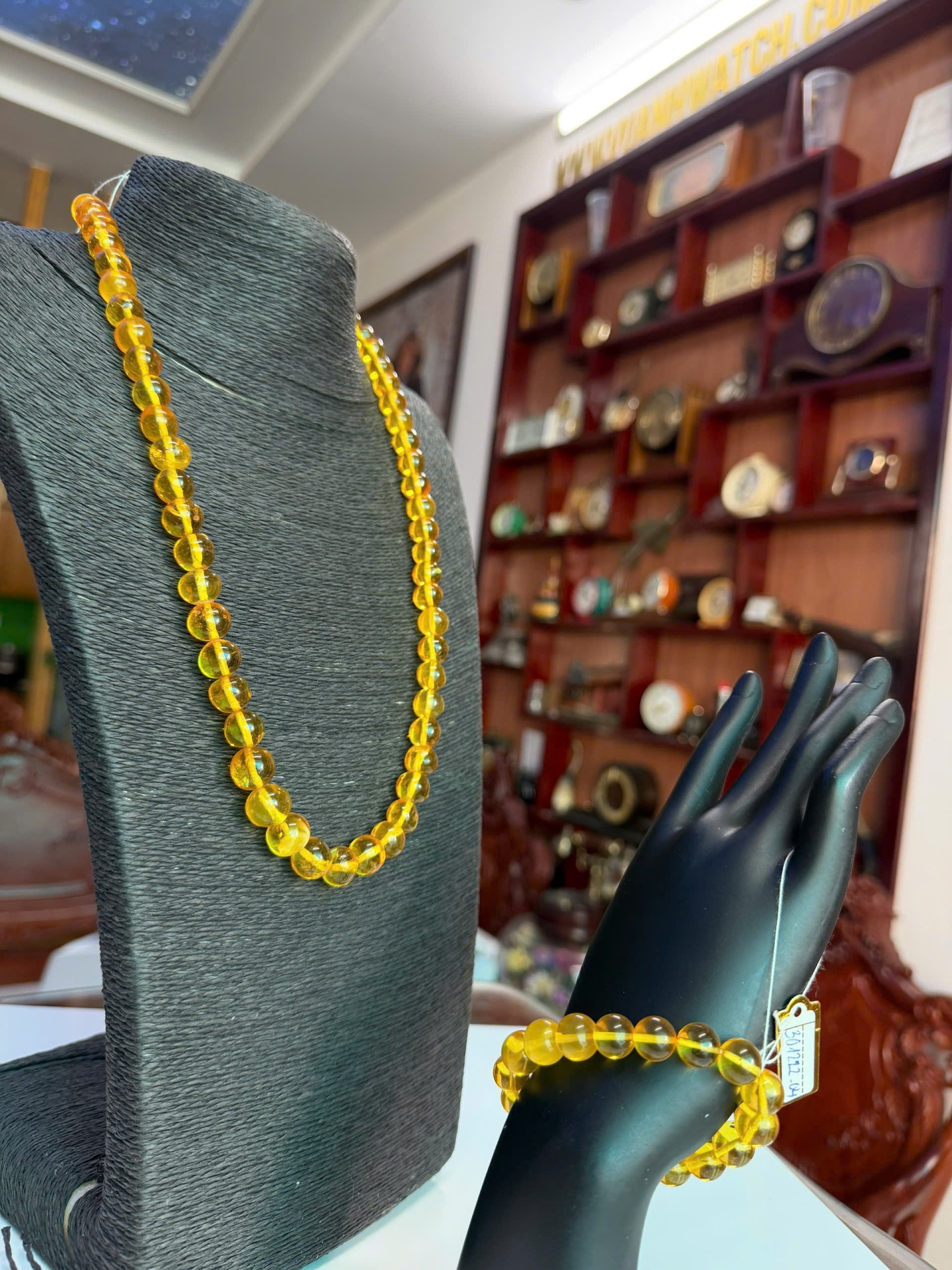 Combo Vòng Cổ và Vòng Tay Hổ Phách Baltic Vàng Bơ Trong Suốt – Tuyệt Tác Ánh Sáng