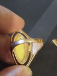 Nhẫn Hổ phách - mặt vàng bơ, nhẫn bạc 925 mạ vàng
