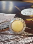 Nhẫn đá Hổ phách - Bạc nguyên chất 925 có triện