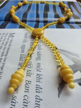 Vòng cổ hổ phách Nga Baltic VCHPMS126-17 19ly 59cm 24,9g