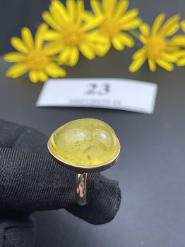 Nhẫn Hổ Phách Nga nguyên khối bọc bạc mạ vàng cực đẹp NHP120122-23