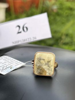 Nhẫn đá Hổ Phách Nga bọc bạc mạ vàng NHP120122-26