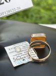 Nhẫn đá Hổ Phách Nga bọc bạc mạ vàng NHP120122-26