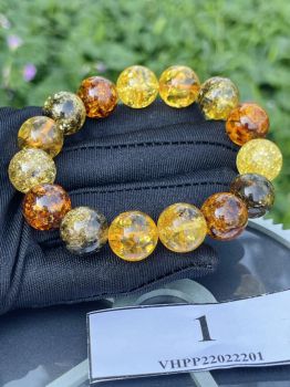 Vòng Hổ Phách Nga mix nhiều màu size hạt lớn VHP220222-01