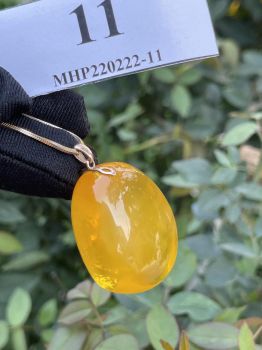 Mặt dây chuyền Hổ Phách Nga vàng cam móc bạc 925 mạ vàng MHP220222-11