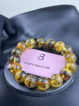 Vòng tay hổ phách Nga Baltic tự nhiên nguyên khối cao cấp phong thủy may mắn VHP090422-08