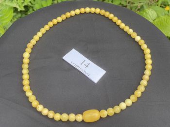 Vòng cổ Hổ Phách Baltic tự nhiên VCHP310522-14 lu thống màu vàng sữa