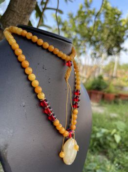 Vòng Hổ Phách màu đỏ mix vàng mỡ gà siêu đẹp -biểu tượng quyền lực và sự sang trọng dành cho giới thượng lưu VCHP180522-14