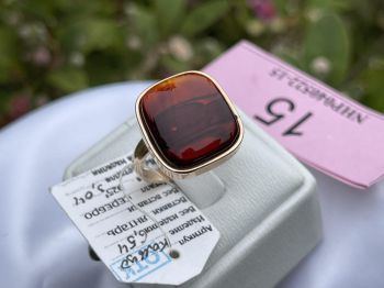 Nhẫn Hổ Phách Baltic Tự Nhiên NHP040522-15 Bạc 925 Mạ Vàng – Vẻ Đẹp Tinh Tế Với Màu Huyết Đỏ Độc Đáo