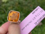 Nhẫn đá hổ phách mặt vuông NHP140522-02