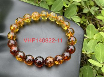 Vòng tay hổ phách phối màu cognac và vàng cam cực đẹp VHP140822-11