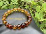 Vòng tay hổ phách phối màu cognac và vàng cam cực đẹp VHP140822-11