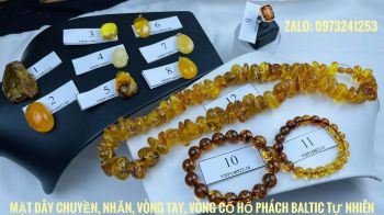 Vòng tay Hổ Phách, mặt dây chuyền, nhẫn, vòng cổ đá Hổ Phách Nga tự nhiên