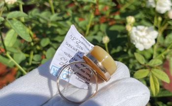 Nhẫn đá Hổ Phách bọc bạc 925 mạ vàng NHP121022-08