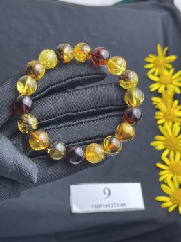 Vòng Hổ Phách Nga Nhiều Màu Tự Nhiên 10.9mm – Size Tay 17cm, Nặng 13.8g – Đá Quý Thiên Nhiên Cao Cấp VHP101222-09