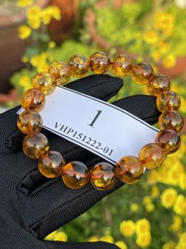 Vòng Hổ Phách Baltic Nhiều Màu Cam Nâu 11mm – Size Tay 16.5cm, Nặng 13.6g – Năng Lượng Tự Nhiên Từ Biển Baltic  VHP151222-01