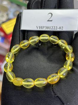 Vòng hổ phách hạt thuôn dài màu vàng trong suốt VHP301222-02