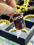 Huyết phách bọc bạc 925 mạ vàng có triện 925 trên thân móc MHP301222-09