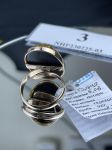 Nhẫn Hổ phách Nga bọc bạc 925 mạ vàng màu rêu mặt oval  NHP230225-03