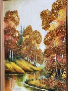 Tranh đá Hổ Phách Thu vàng nước Nga